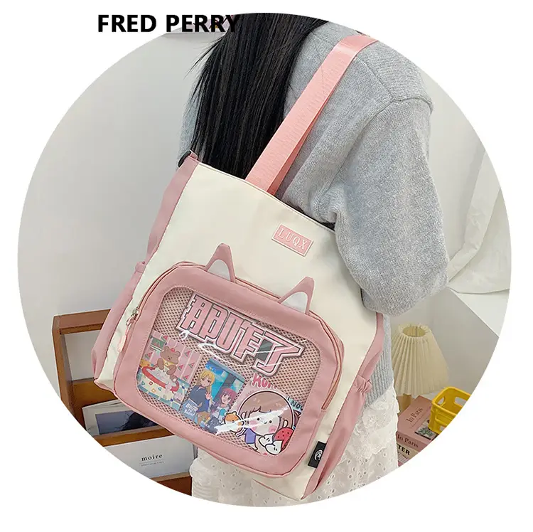 Girls Pink Cat Shoulder Bag with Print — feature 16