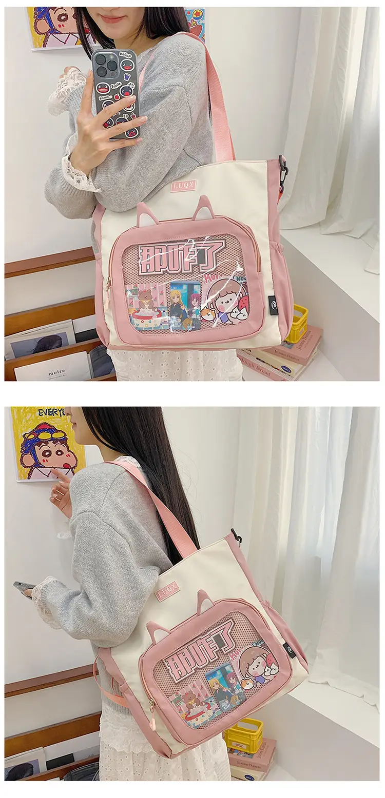 Girls Pink Cat Shoulder Bag with Print — feature 18