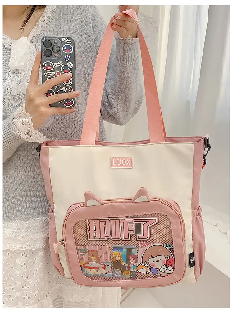 Girls Pink Cat Shoulder Bag with Print — feature 19