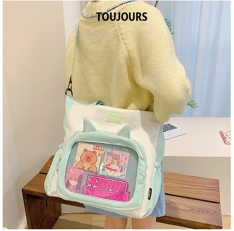 Girls Pink Cat Shoulder Bag with Print — feature 23