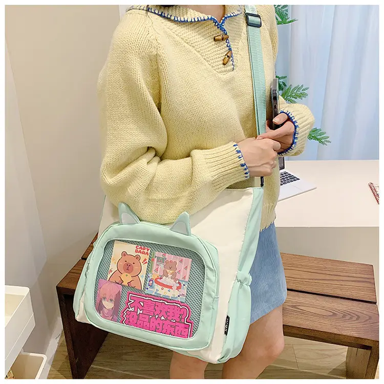 Girls Pink Cat Shoulder Bag with Print — feature 24