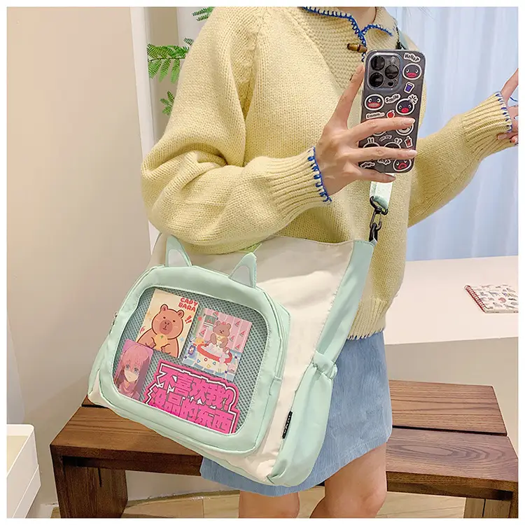 Girls Pink Cat Shoulder Bag with Print — feature 25