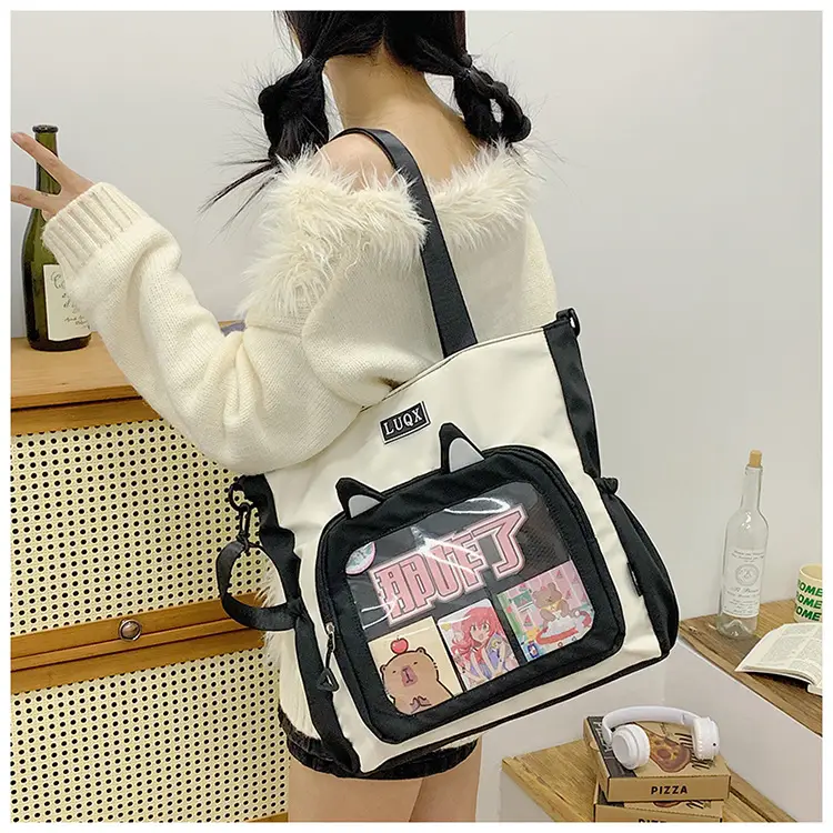 Girls Pink Cat Shoulder Bag with Print — feature 26