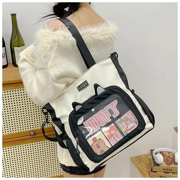 Girls Pink Cat Shoulder Bag with Print — feature 27