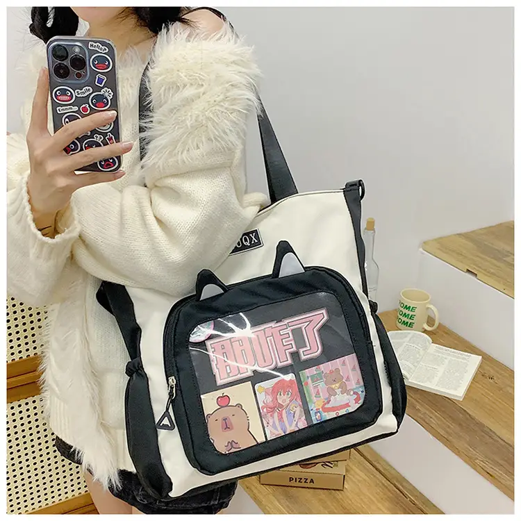 Girls Pink Cat Shoulder Bag with Print — feature 28