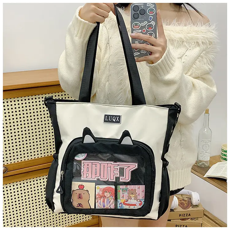 Girls Pink Cat Shoulder Bag with Print — feature 29