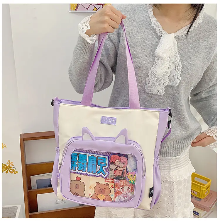 Girls Pink Cat Shoulder Bag with Print — feature 3