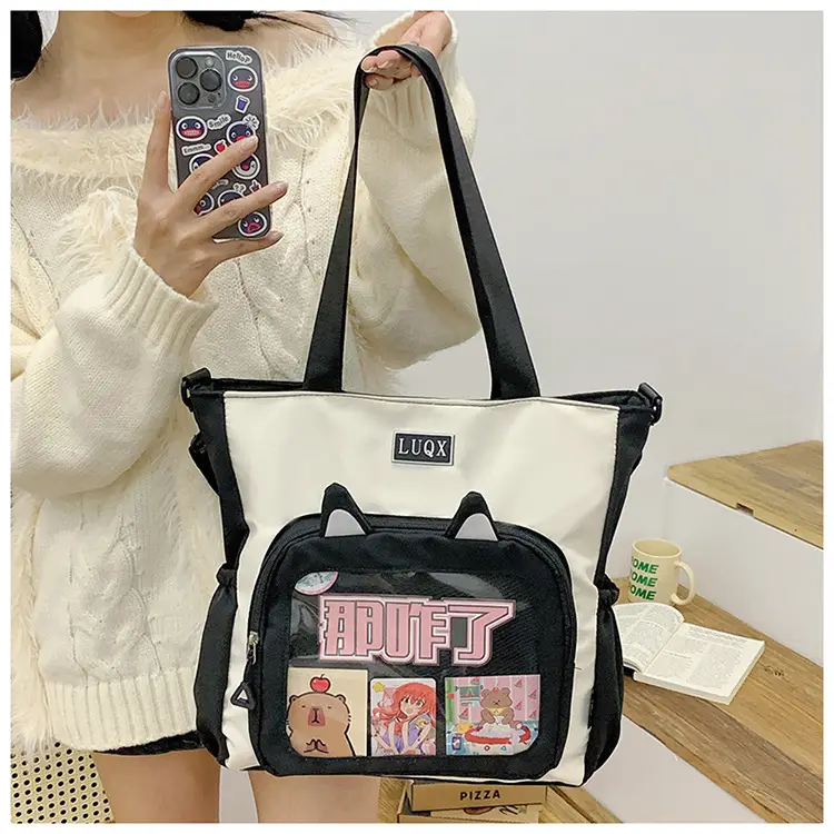 Girls Pink Cat Shoulder Bag with Print — feature 30