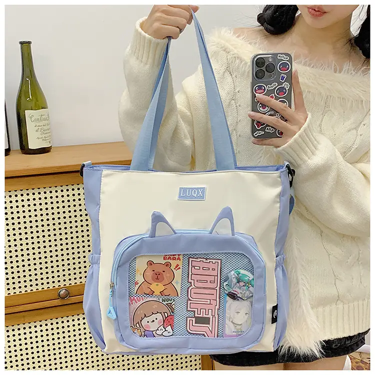 Girls Pink Cat Shoulder Bag with Print — feature 31