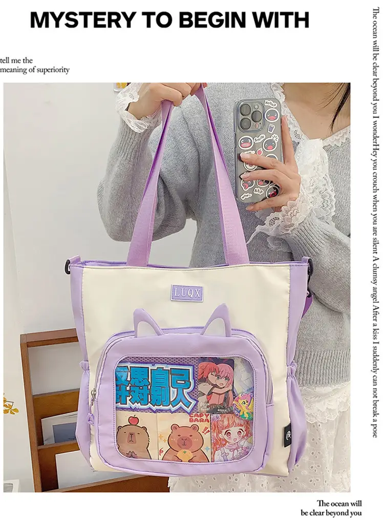 Girls Pink Cat Shoulder Bag with Print — feature 4