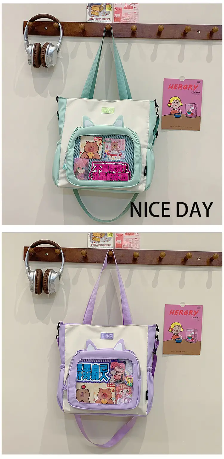 Girls Pink Cat Shoulder Bag with Print — feature 42