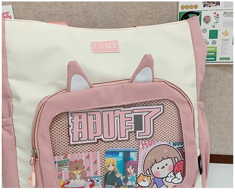 Girls Pink Cat Shoulder Bag with Print — feature 48