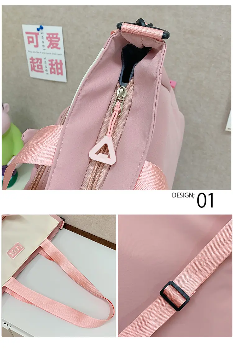 Girls Pink Cat Shoulder Bag with Print — feature 49