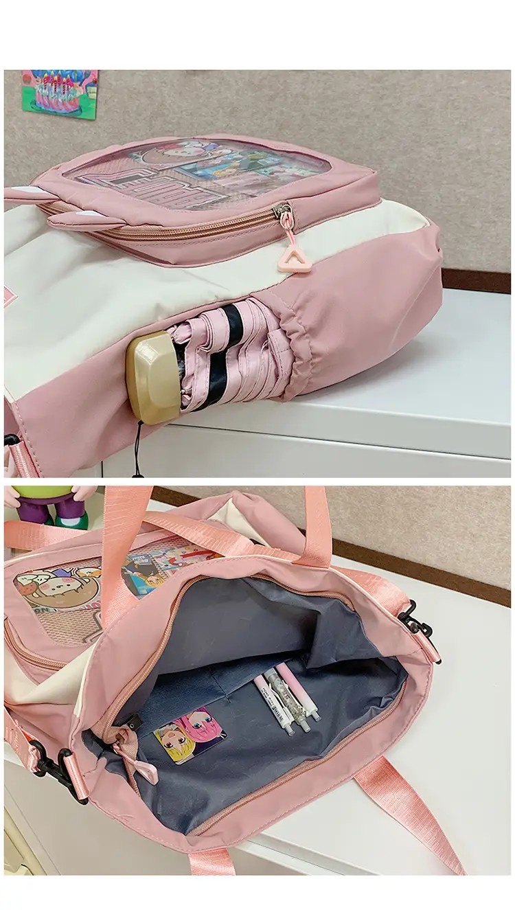 Girls Pink Cat Shoulder Bag with Print — feature 50