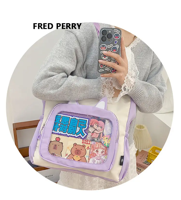 Girls Pink Cat Shoulder Bag with Print — feature 9
