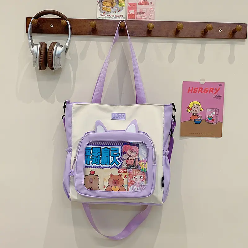 Girls Pink Cat Shoulder Bag with Print - Image 2