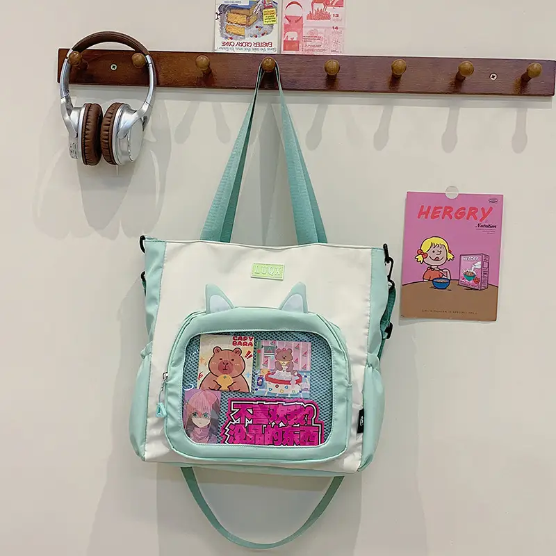 Girls Pink Cat Shoulder Bag with Print - Image 3