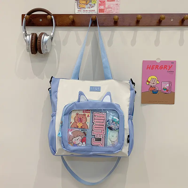 Girls Pink Cat Shoulder Bag with Print - Image 4