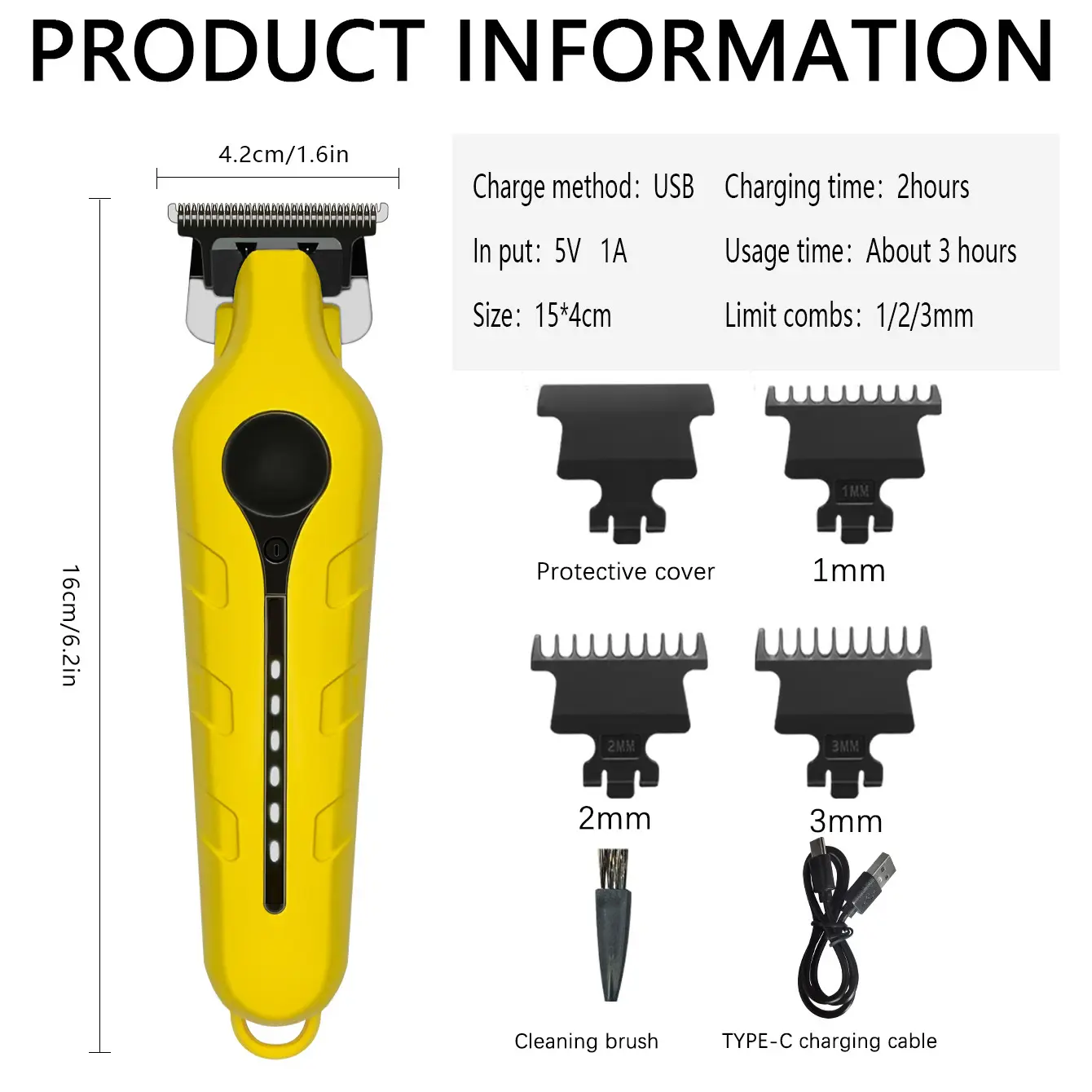 Professional Hair Clipper with 4 Blades & Charging Cable — feature 1