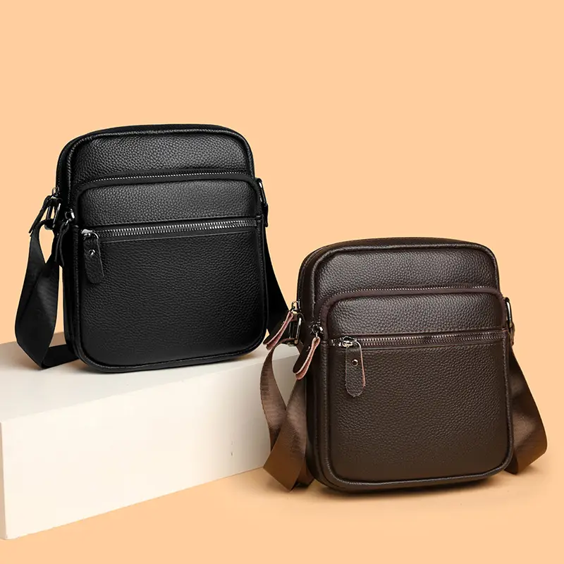 Men's Black Crossbody Bag Large Capacity 17cm - Image 4