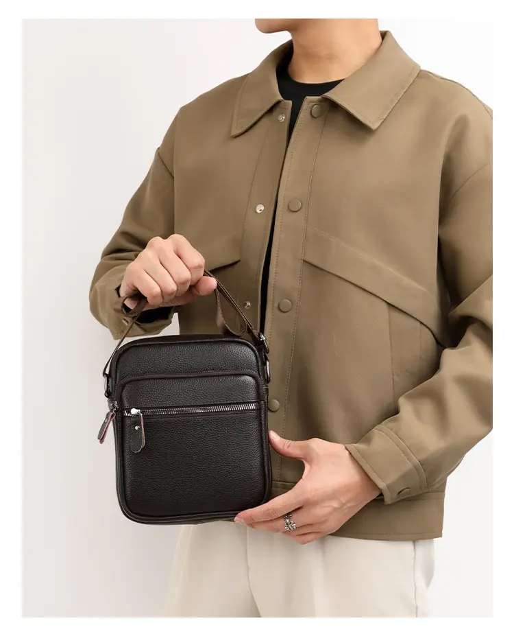 Men's Black Crossbody Bag Large Capacity 17cm — feature 11