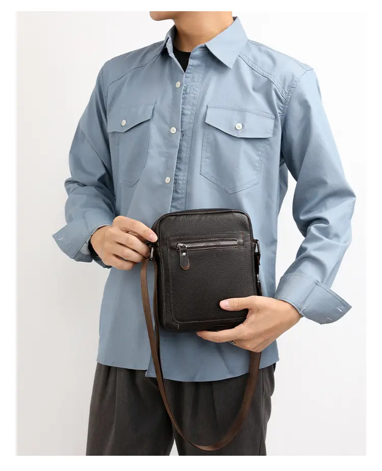 Men's Black Crossbody Shoulder Bag Business Commute Casual Fashion — feature 14
