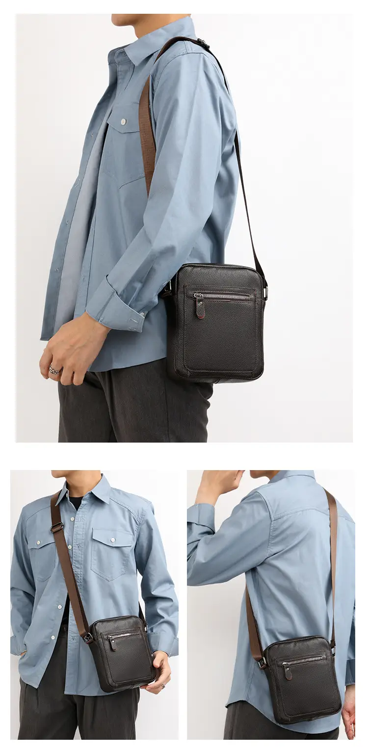Men's Black Crossbody Shoulder Bag Business Commute Casual Fashion — feature 16