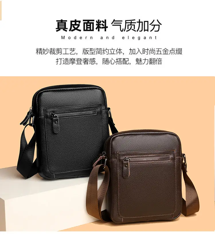 Men's Black Crossbody Shoulder Bag Business Commute Casual Fashion — feature 2