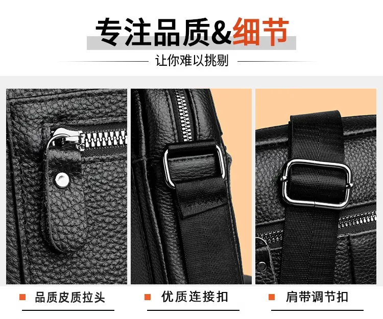 Men's Black Crossbody Shoulder Bag Business Commute Casual Fashion — feature 7