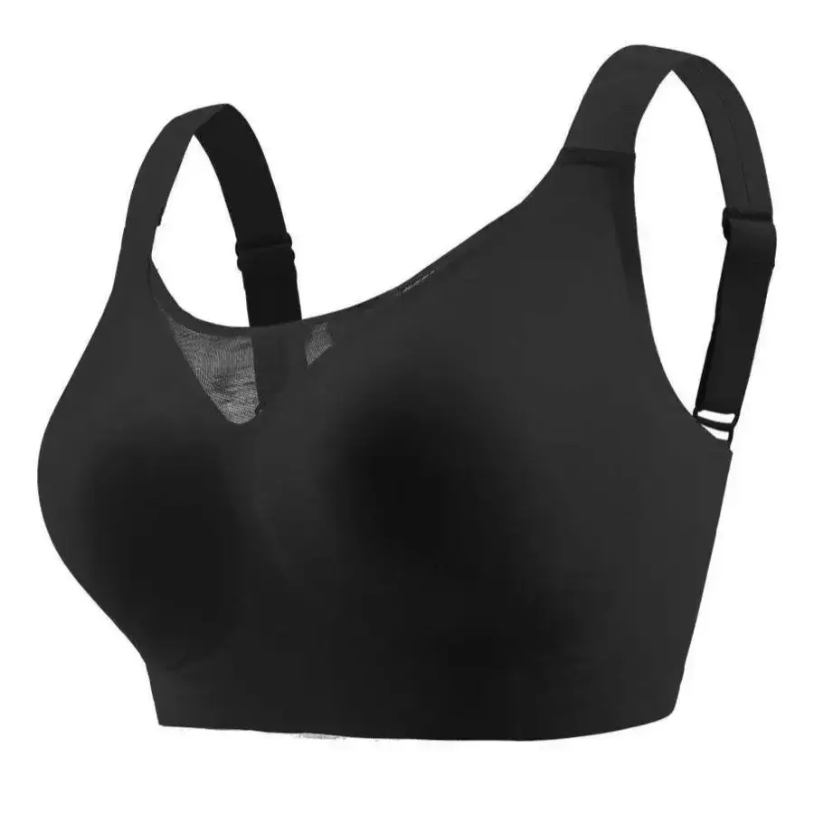 Black Cross-Body Jelly Bra for Women Plus Size Anti-Sagging