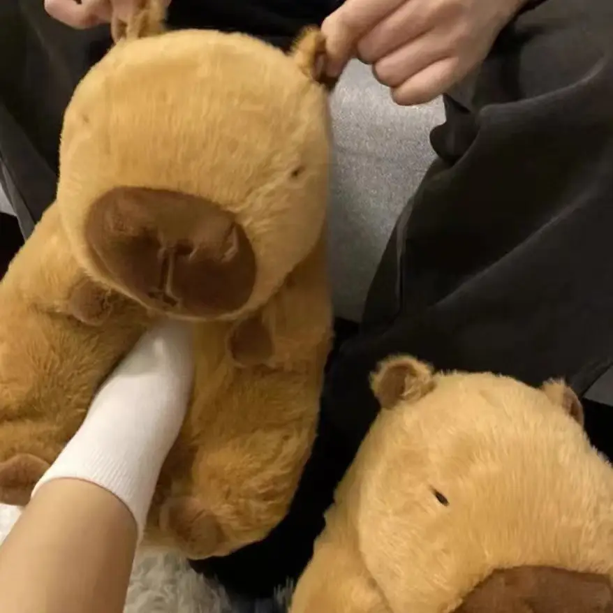 Shake Teddy Bear Cotton Slippers Plush Slippers Capibala Slippers Cartoon Capybara Cotton Slippers Wholesale