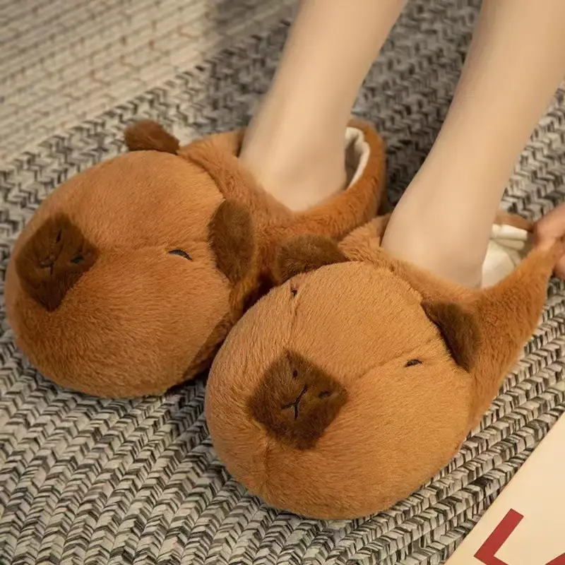Shake Teddy Bear Cotton Slippers Plush Slippers Capibala Slippers Cartoon Capybara Cotton Slippers Wholesale