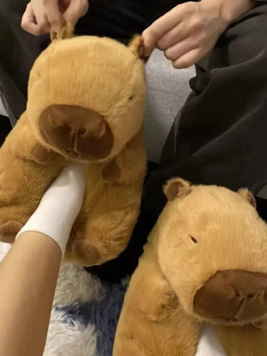 Shake Teddy Bear Cotton Slippers Plush Slippers Capibala Slippers Cartoon Capybara Cotton Slippers Wholesale — feature 4