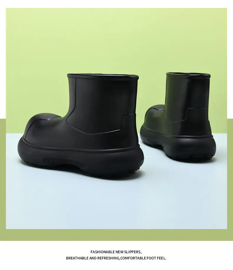 Four Seasons Wearing Rain Boots Women's Summer Non-slip Increased Thick Bottom Rain Boots EVA Advanced Sense Short Tube Waterproof Wear-resistant Water Shoes — feature 15