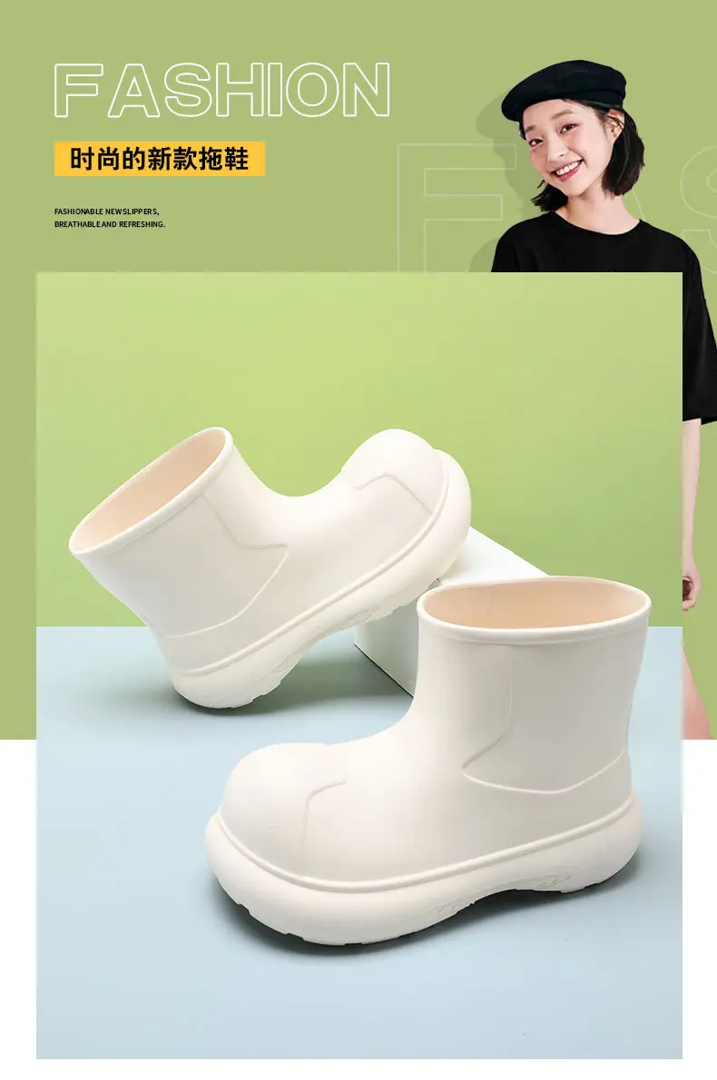 Four Seasons Wearing Rain Boots Women's Summer Non-slip Increased Thick Bottom Rain Boots EVA Advanced Sense Short Tube Waterproof Wear-resistant Water Shoes — feature 6