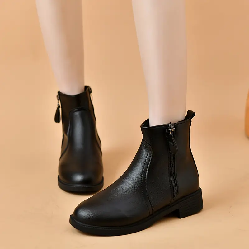 Women's Black Double Zipper Knee Boots - Image 4