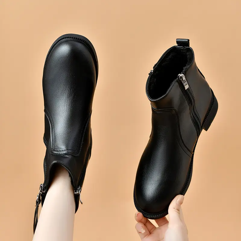 Women's Black Double Zipper Knee Boots - Image 5
