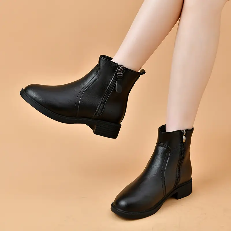 Women's Black Double Zipper Knee Boots - Image 6