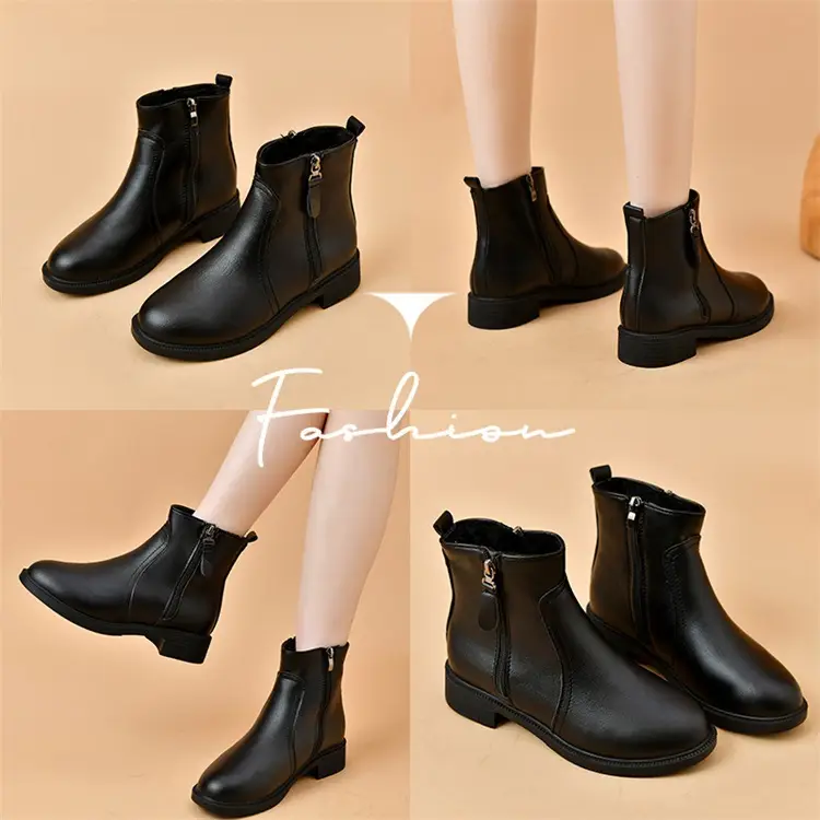 Women's Black Double Zipper Knee Boots — feature 1