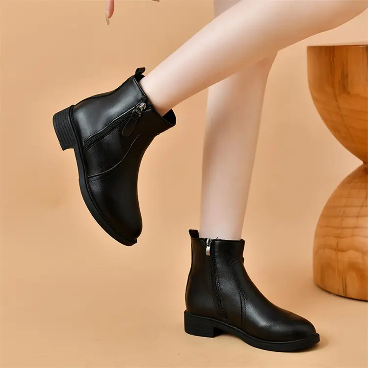 Women's Black Double Zipper Knee Boots — feature 10