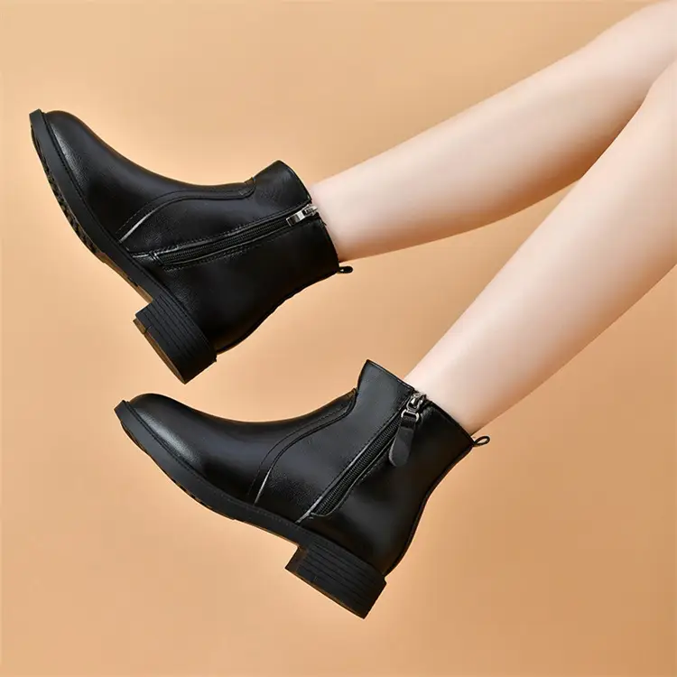 Women's Black Double Zipper Knee Boots — feature 11