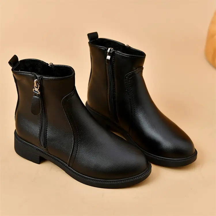 Women's Black Double Zipper Knee Boots — feature 12