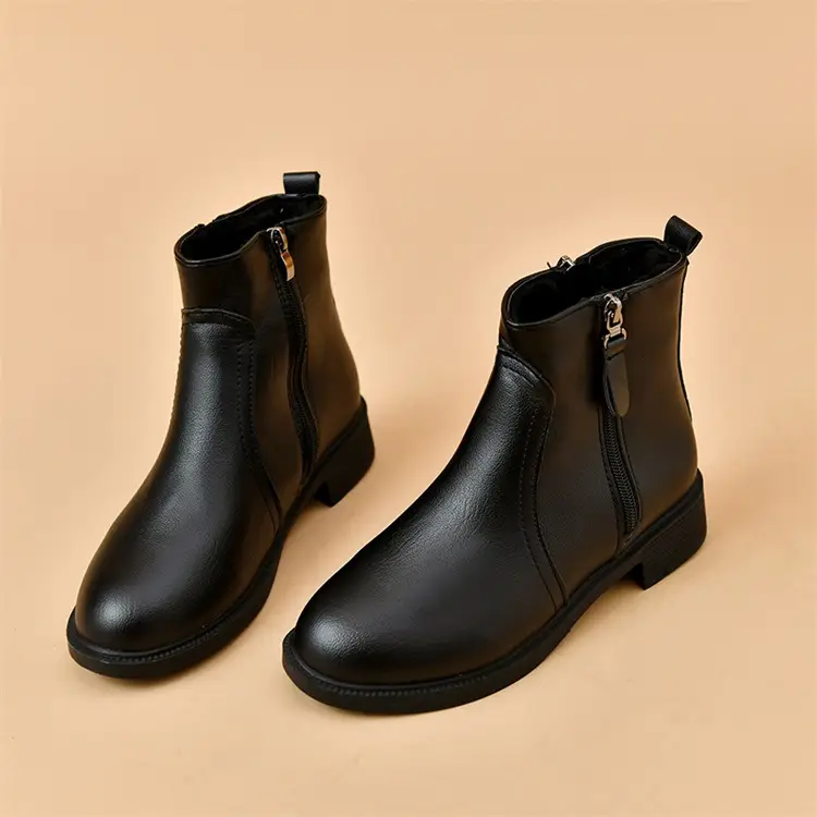 Women's Black Double Zipper Knee Boots — feature 15