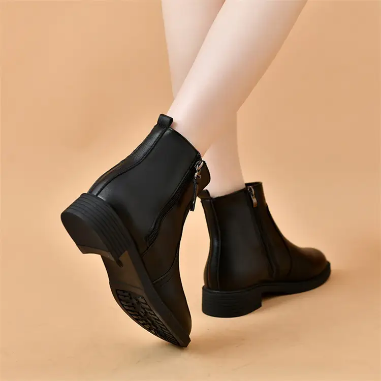 Women's Black Double Zipper Knee Boots — feature 3