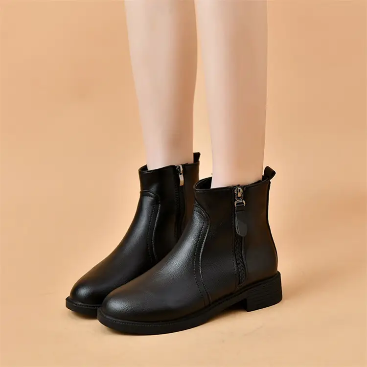 Women's Black Double Zipper Knee Boots — feature 4