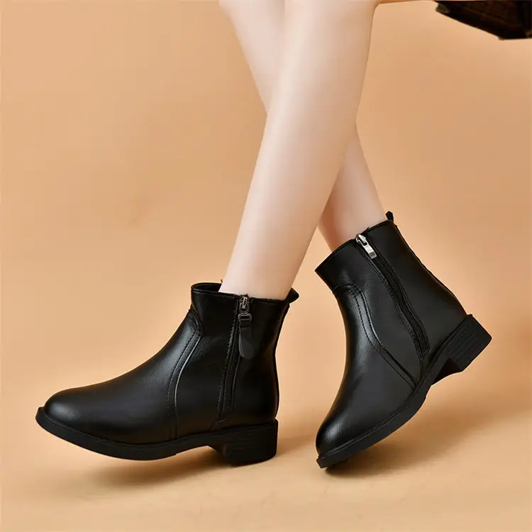 Women's Black Double Zipper Knee Boots — feature 6