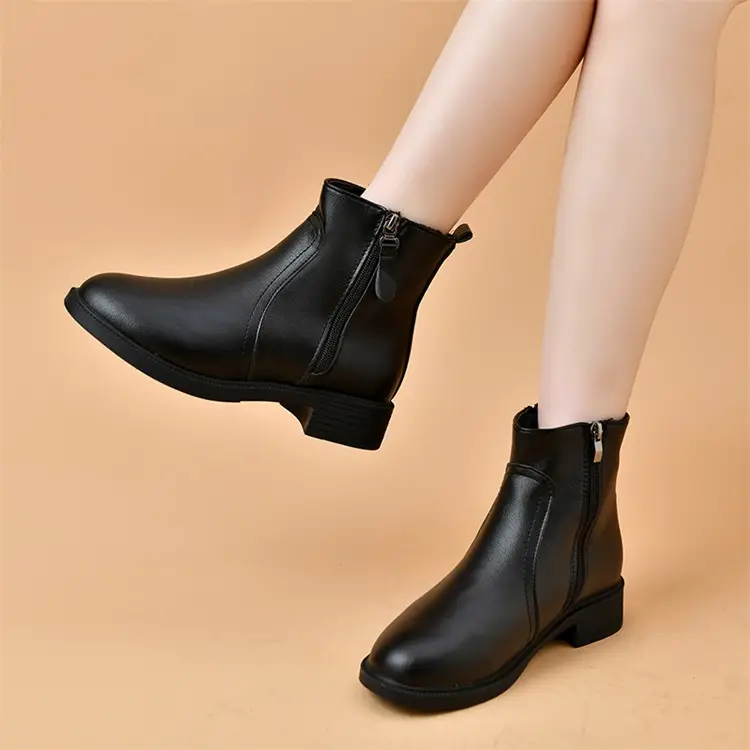 Women's Black Double Zipper Knee Boots — feature 7