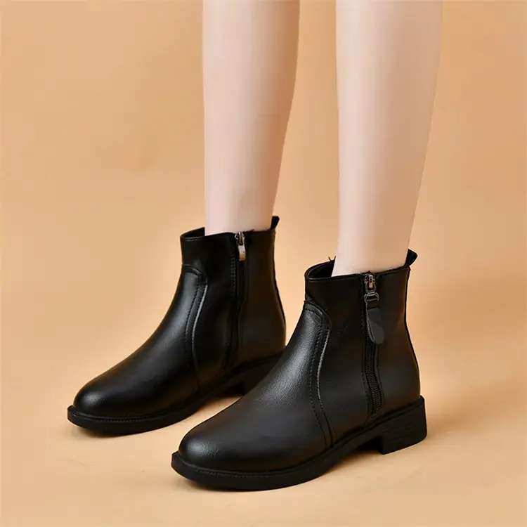 Women's Black Double Zipper Knee Boots — feature 8
