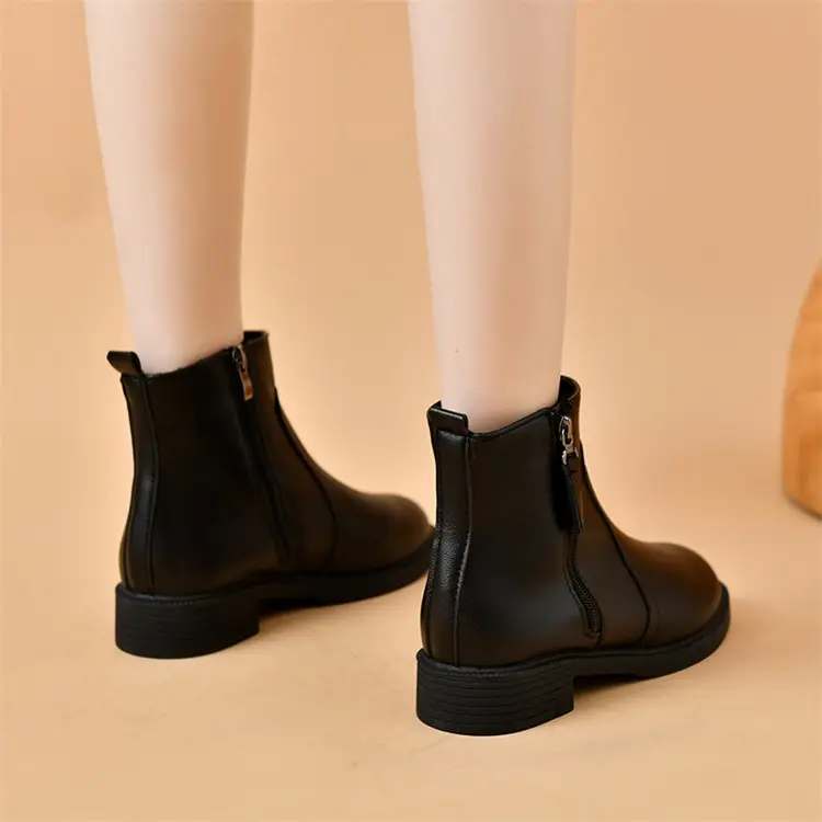 Women's Black Double Zipper Knee Boots — feature 9