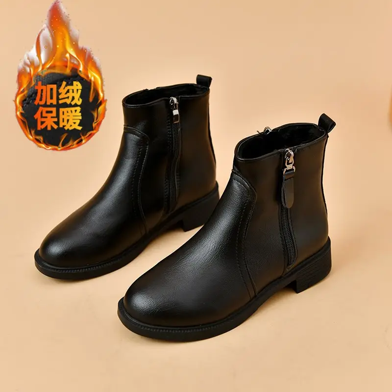 Women's Black Double Zipper Knee Boots - Image 2